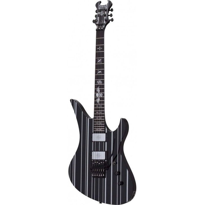 Schecter 1740 Synyster Gates Custom Electric Guitar - Gloss Black with Silver Pin Stripes