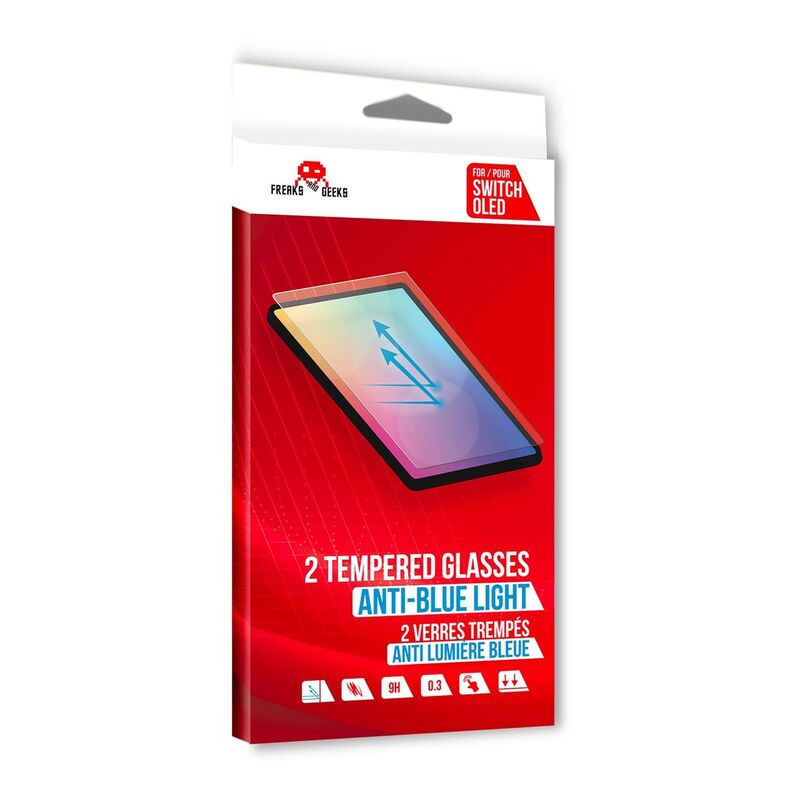 Freaks and Geeks Anti-Blue Light Tempered Glass Screen Protector for Nintendo Switch OLED (Pack of 2)