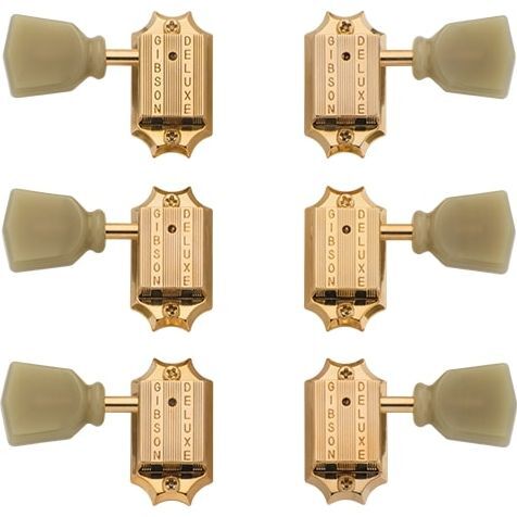 Gibson Accessories PMMH-020 Vintage Tuning Machine Heads - Gold with Green Buttons