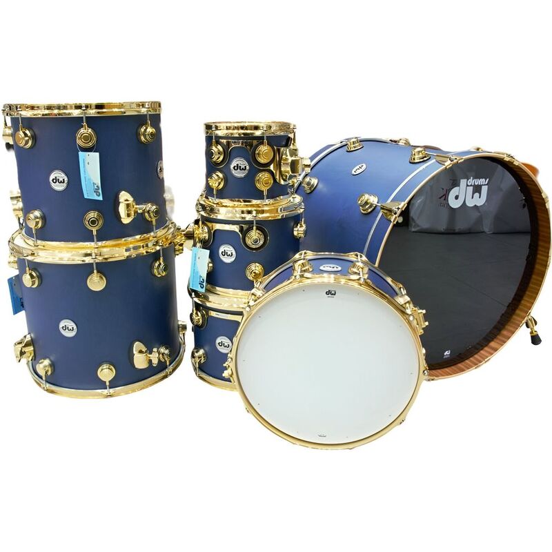 DW Drums DRM2TTGSG Collector's Series Maple Mahogany 7-Piece Shell Pack - Satin Regal Blue