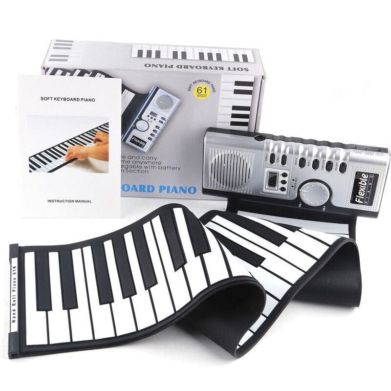 Portable PS61B 61 Keys Flexible Roll-Up Piano USB MIDI Electronic Keyboard