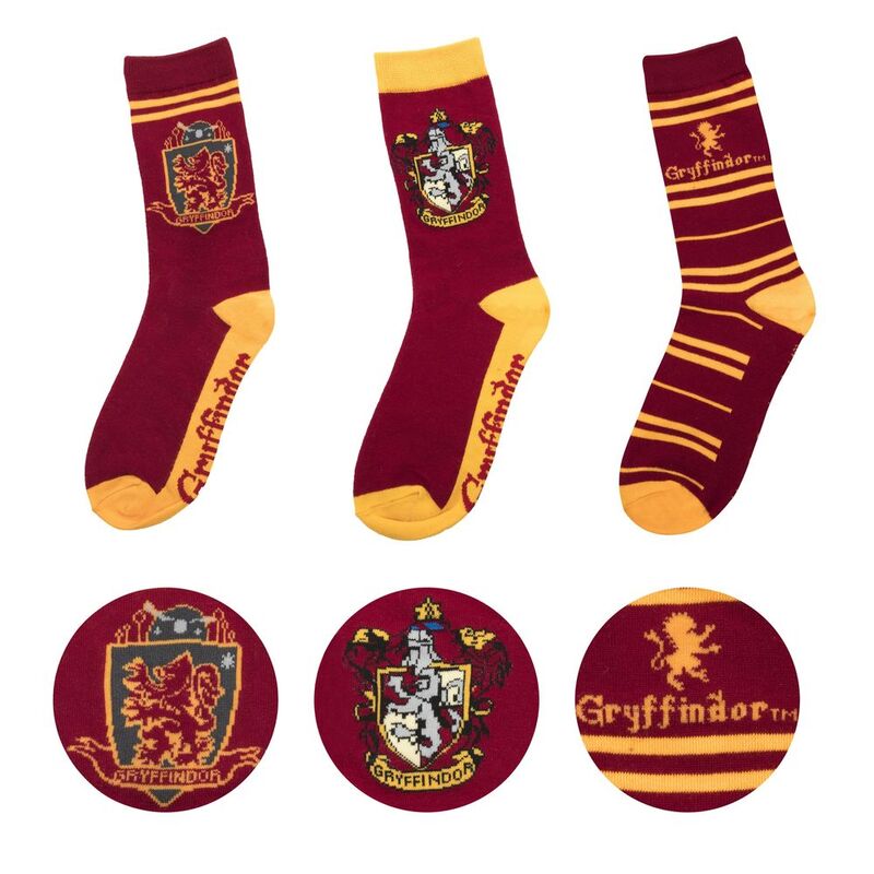 Cinereplicas Harry Potter Crew Socks (Set of 3) - Gryffindor