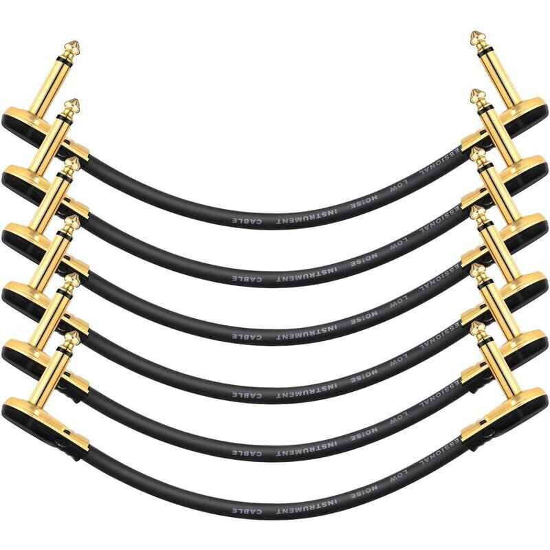 Donner EC889X6 Guitar Effects 6-Inch Pedal Cable - Gold Plated (Pack of 6)