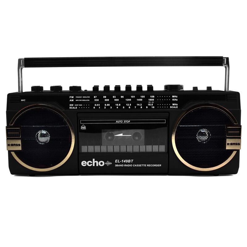 Echo Audio Retro Blast Radio Cassette Player With Bluetooth - Black