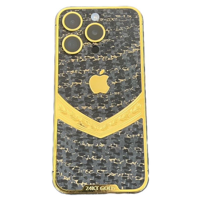 Mansa Custom iPhone 15 Pro Max 256 GB Gold & Carbon Fibre Satin