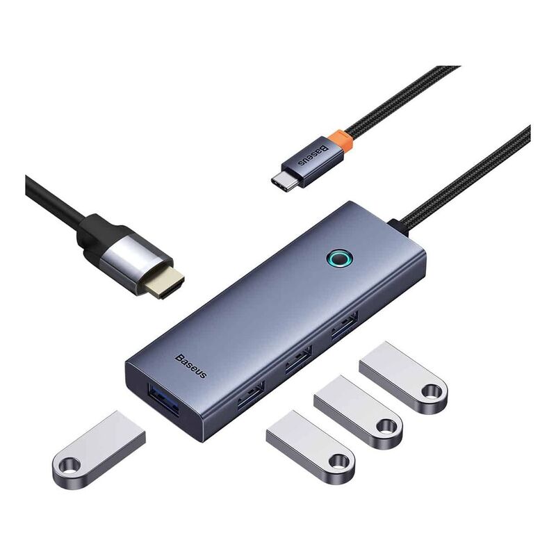 Baseus Flite Series 5-Port HUB Docking Station - Space Grey (Type-C to HDMI 4K @30HZ *1 / USB 3.0 *4)