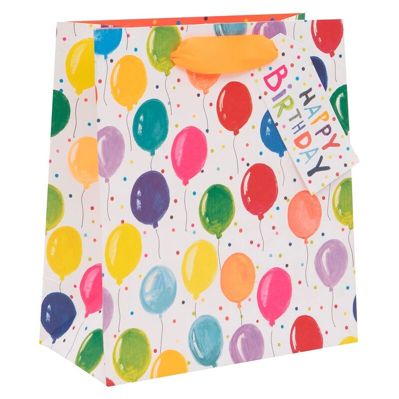 Glick Paper Salad Birthday Balloons Medium Gift Bag (10 x 20 x 22.5 cm)