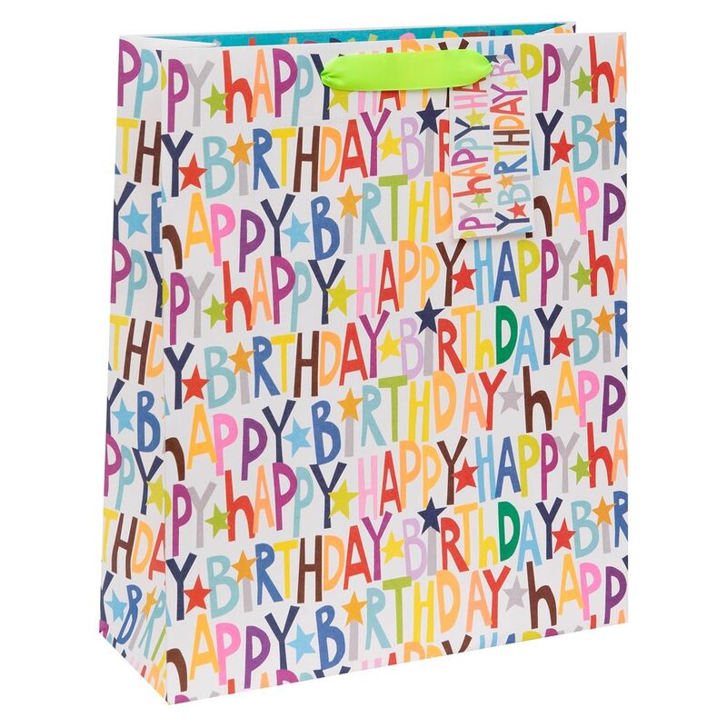 Glick Paper Salad Happy Birthday Shopper Gift Bag (13 x 35 x 42 cm)