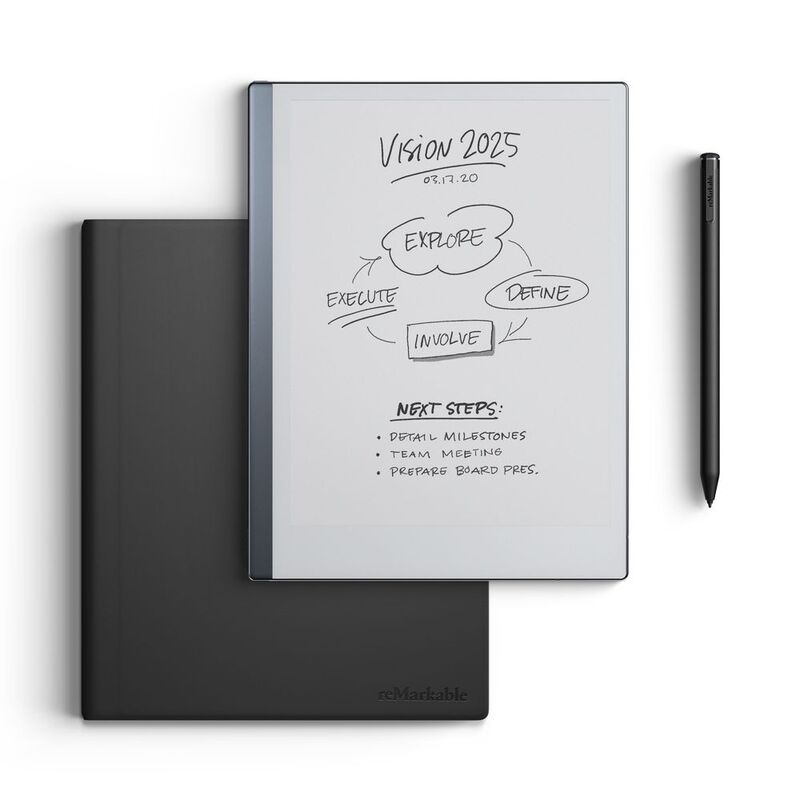 reMarkable 2 Paper Tablet 10.3" with Marker Plus and Book Folio in Black Premium Leather