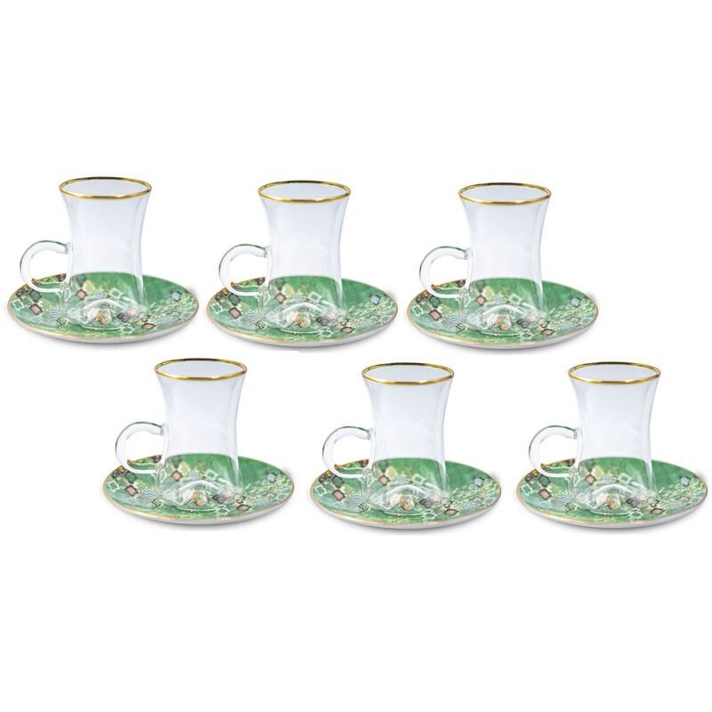 Roomours Andalusia Oro Tea Cup & Saucers (Set of 6) - Multicolor