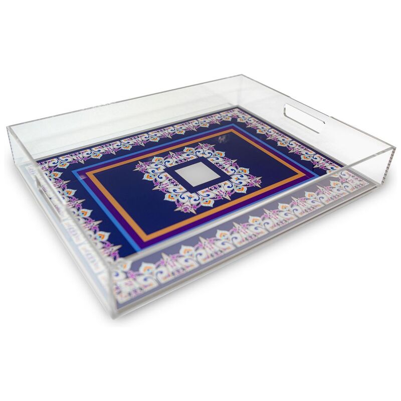 Roomours Kareem Mandala Large Tray - Blue (40 x 30 cm)