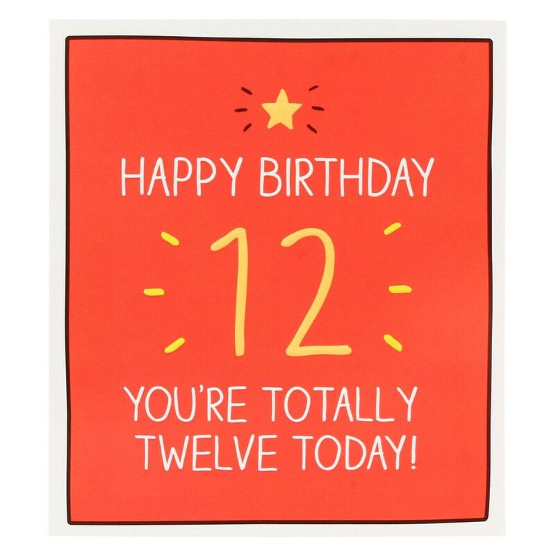 Happy Jackson 12 Totally Twelve Today Birthday Card (17 x 15 cm)