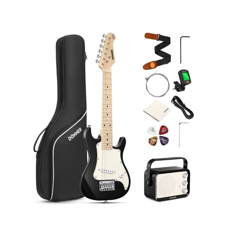 Donner 30-Inch Stratocaster Kids Electric Guitar Kit - Black