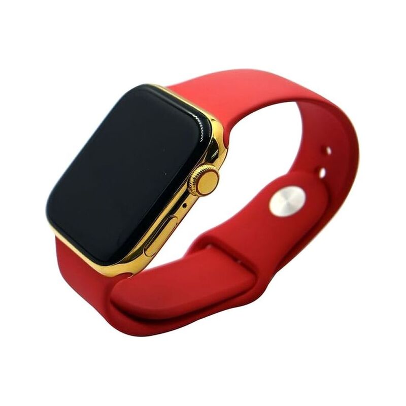 Mansa Design Customized Apple Watch Series 7 44mm With 24K Pure Gold And Alligator Leather Strap