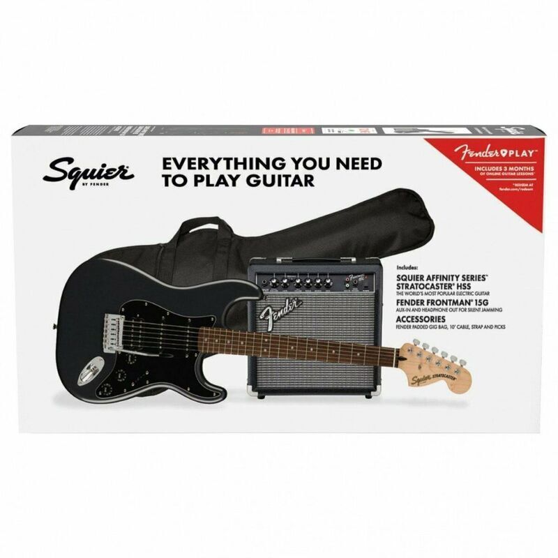 Fender Squier Affinity Stratocaster Electric Guitar HSS Pack Laurel Fingerboard - Charcoal Frost Metallic