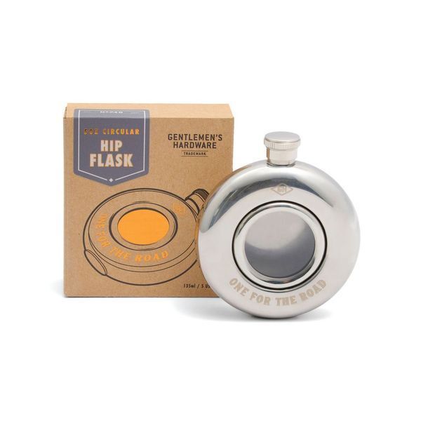 Gentlemen's Hardware Round Hip Flask - One For The Road 5 fl.oz/135ml