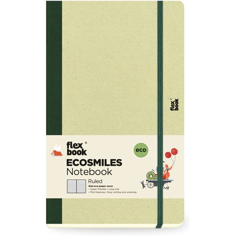 Flexbook Ecosmiles Ruled A5 Notebook - Medium - Kiwi (13 x 21 cm)