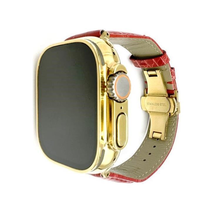 Mansa Design Customized Apple Watch Ultra 49mm 24K Gold Case & Alligator Band