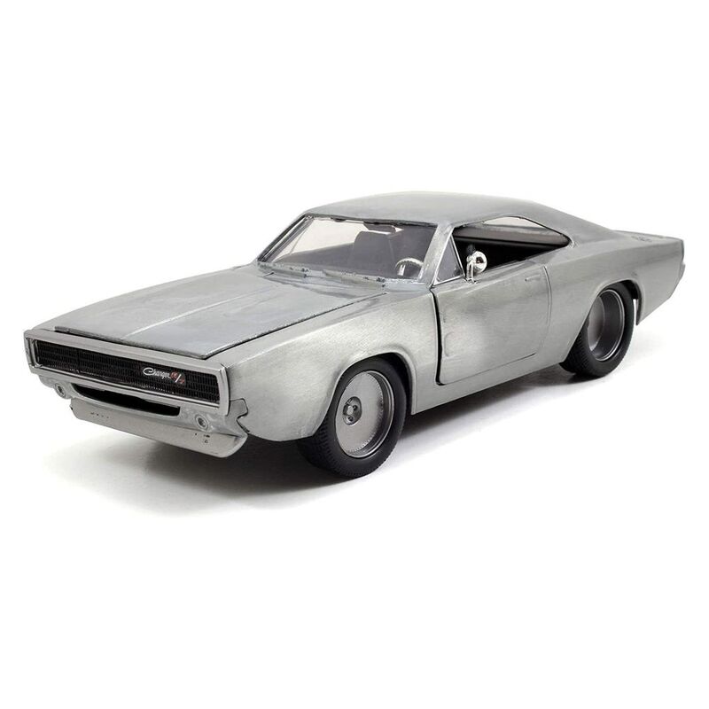Jada Toys Fast & Furious 1968 Dodge Charger Silver Diecast Model Car 1.24 Scale