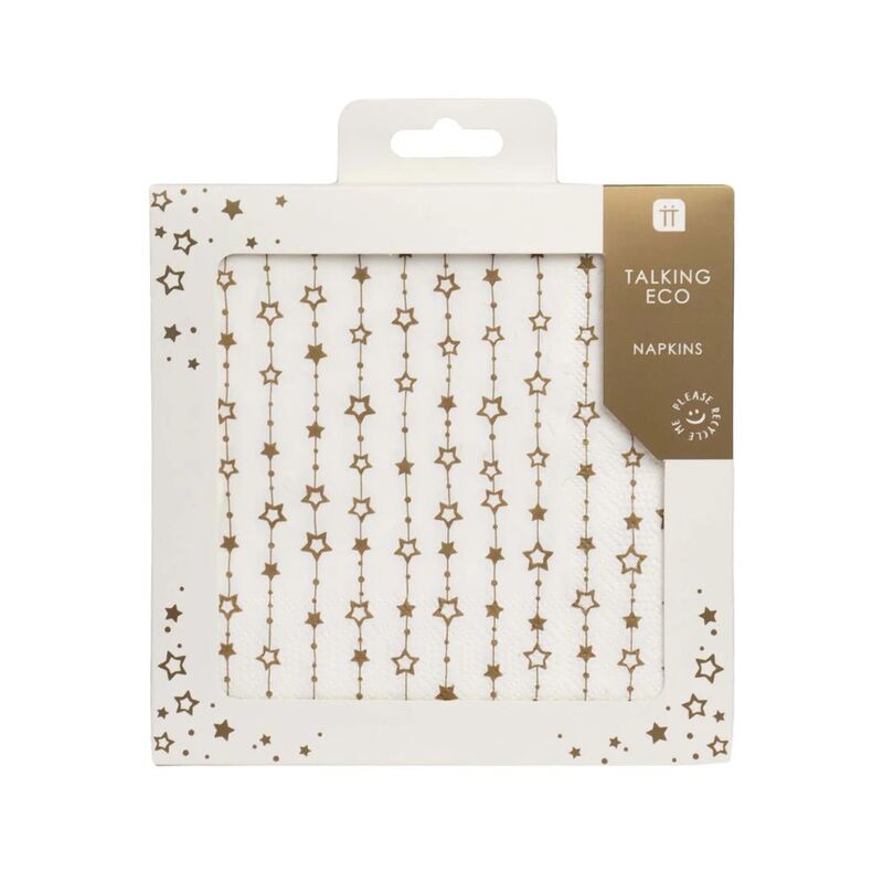 Talking Tables Luxe Gold Star Recyclable Paper Napkins - (Pack of 20)