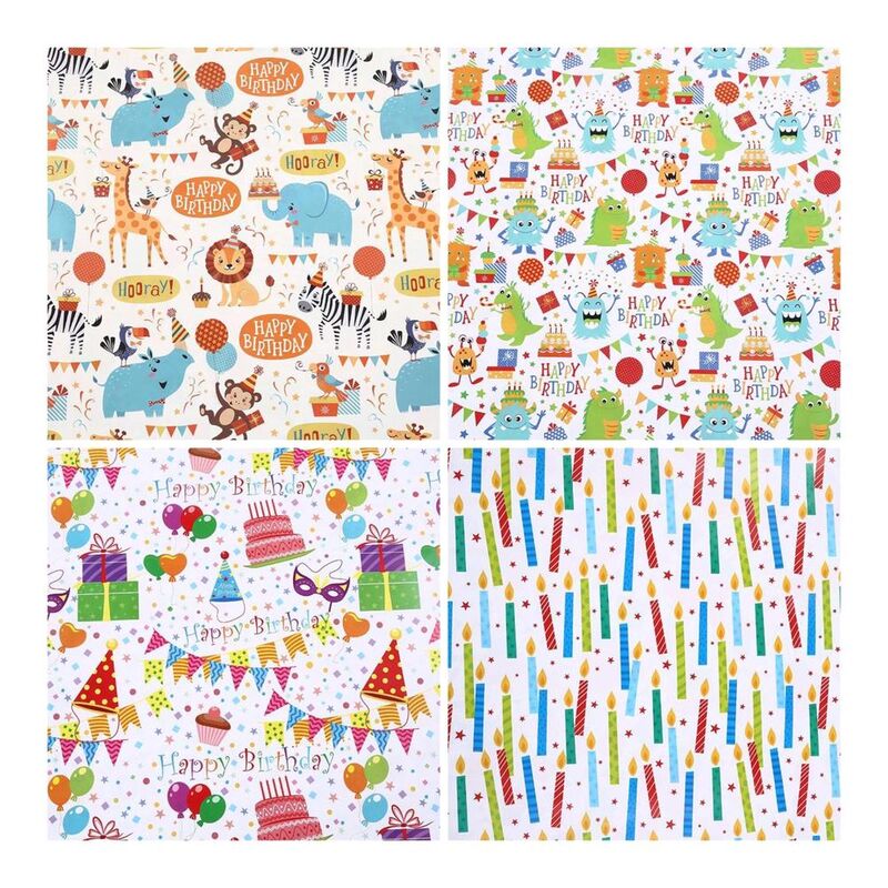 Craftbox Happy Birthday Assorted Gift Wrapping Paper (70 x 50cm) (80gsm) (Set of 4)
