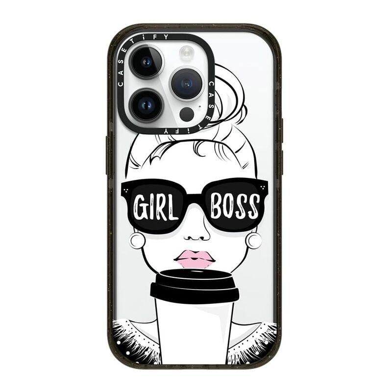 Casetify iPhone 14 Pro Magsafe Compatible Impact Case Girl Boss - Clear Black