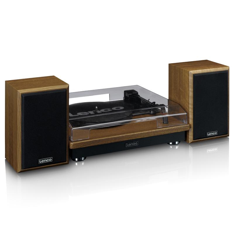 Lenco LS-100WD UK Turntable With Built-In Speakers - Wood