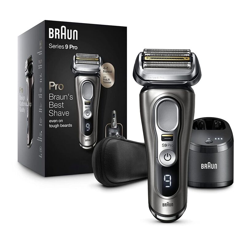 Braun Series 9 Pro 9465CC Wet & Dry Shaver with 5-in-1 SmartCare Center - Travel Case/Noble Metal