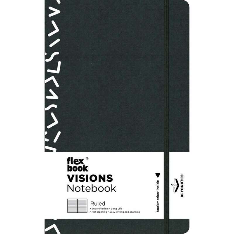 Flexbook Visions Ruled A5 Notebook - Medium - Black Spine/White Angles (13 x 21 cm)