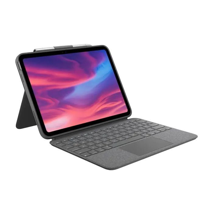 Logitech Combo Touch with Detachable Keyboard and Trackpad Case for iPad (10th Gen) - Oxford Grey (Arabic/English)