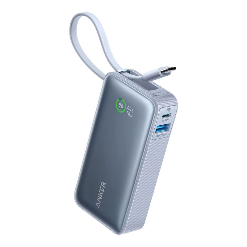 Anker Nano Power Bank 10000mAh 30W Built-In USB-C Cable - Blue