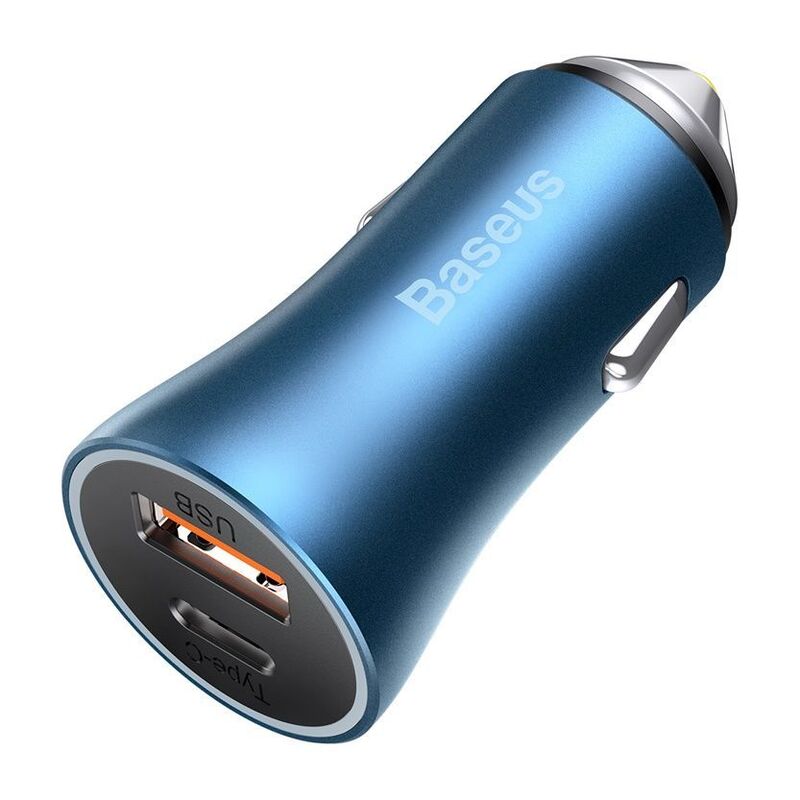 Baseus Golden Contactor Pro Dual Quick Charger Car Charger USB-A + USB-C 40W - Blue