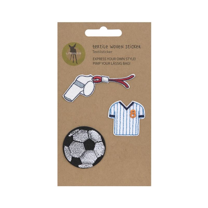 Lassig Textile Woven Sticker Stick On - Football (Set of 3)