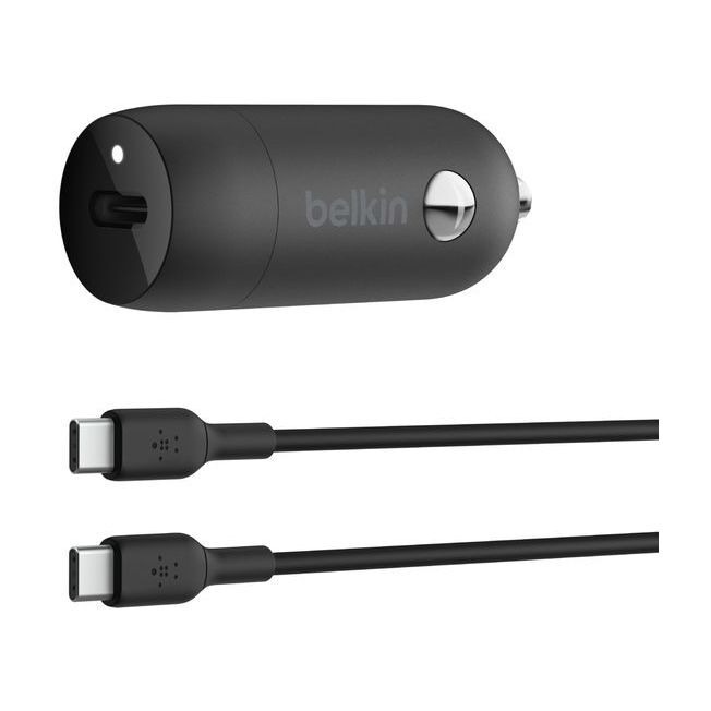 Belkin BoostCharge 30W USB-C Car Charger + USB-C to USB-C cable - Black