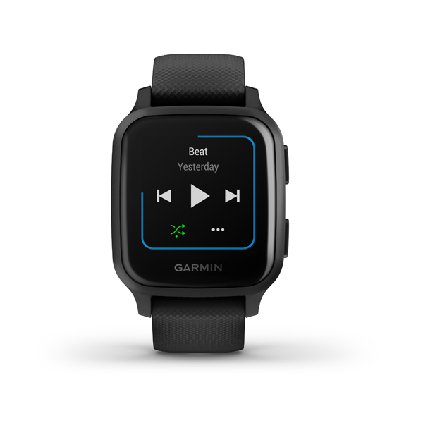 Garmin Venu SQ Music Edition Smartwatch Slate Aluminium Bezel with Black Case and Silicone Band