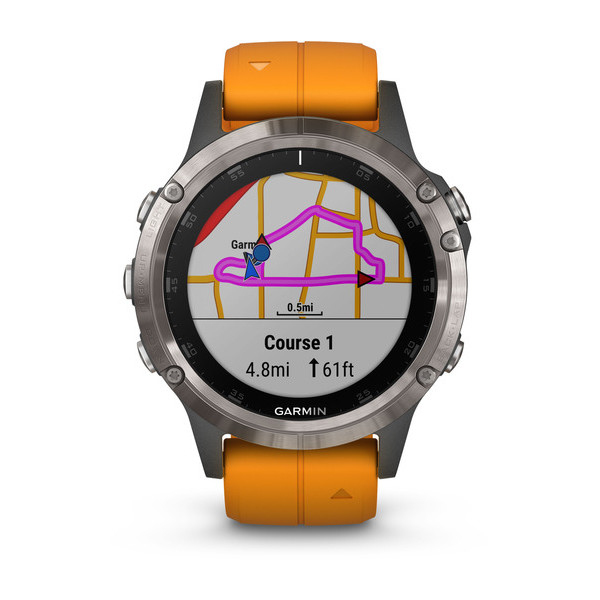 Garmin Fenix 5 Plus Sapphire Titanium with Spark Orange Band GPS Watch