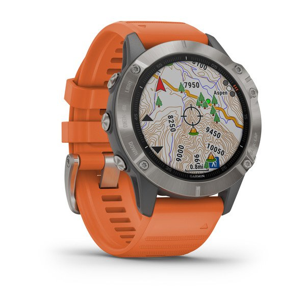 Garmin Fenix 6 Sapphire 47mm Titanium Grey with Orange Band Smartwatch