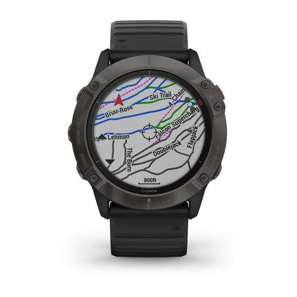Garmin Fenix 6X Pro Solar 51mm Titanium/Carbon Grey DLC with Black Band Smartwatch