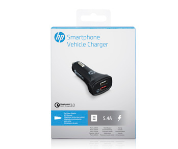 HP 2UX35AA 5.4A Auto Black Car Charger