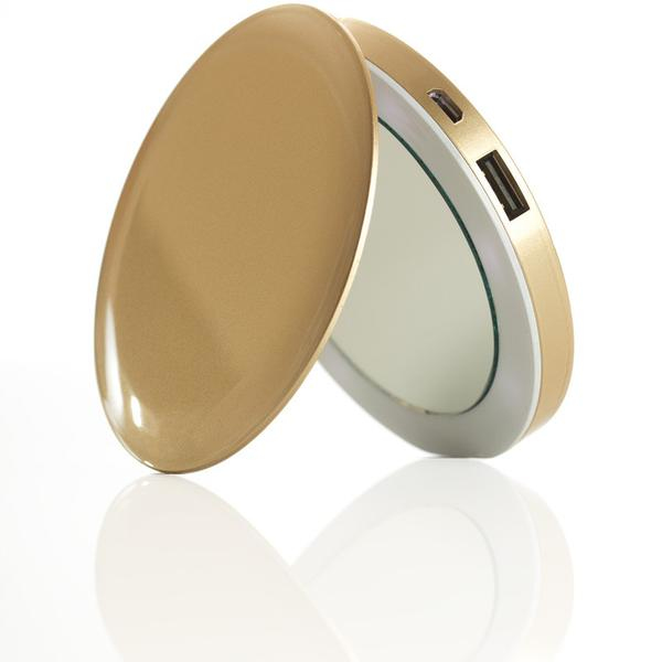Hyper Pearl Compact Mirror Gold + 3000mAh Power Bank