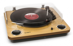 ION Max LP Turntable with Built-in Speakers & USB Conversion - Wood