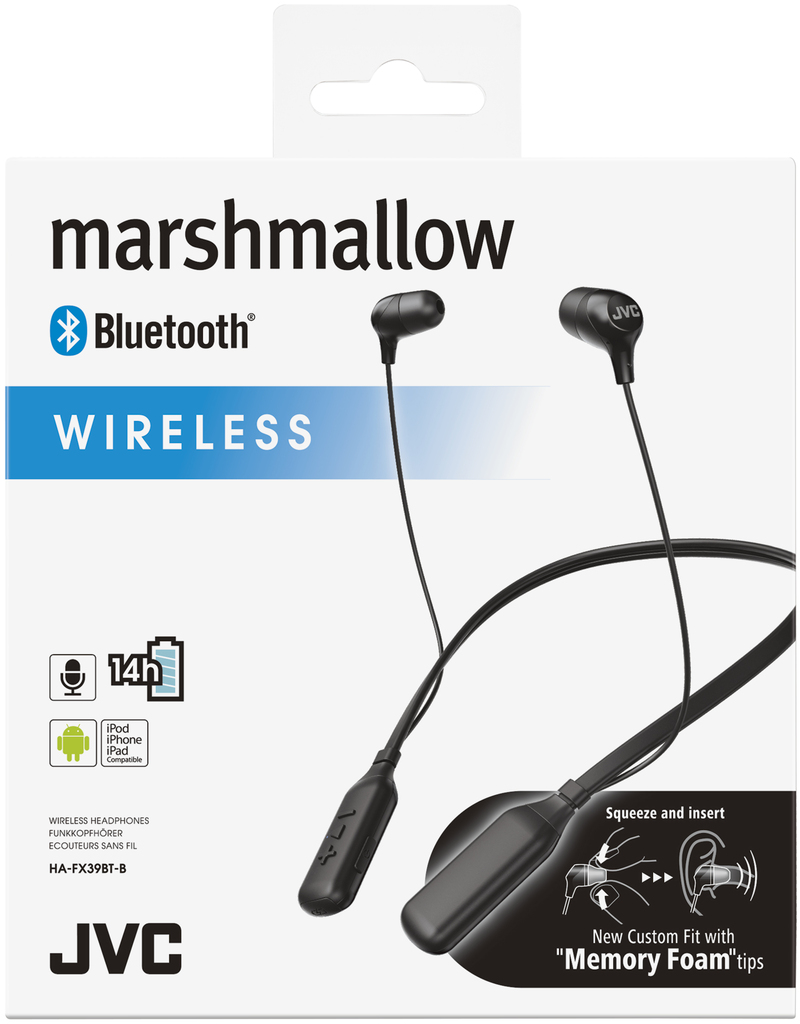 JVC HA-FX39 Marshallow Black Bluetooth In-Ear Earphones
