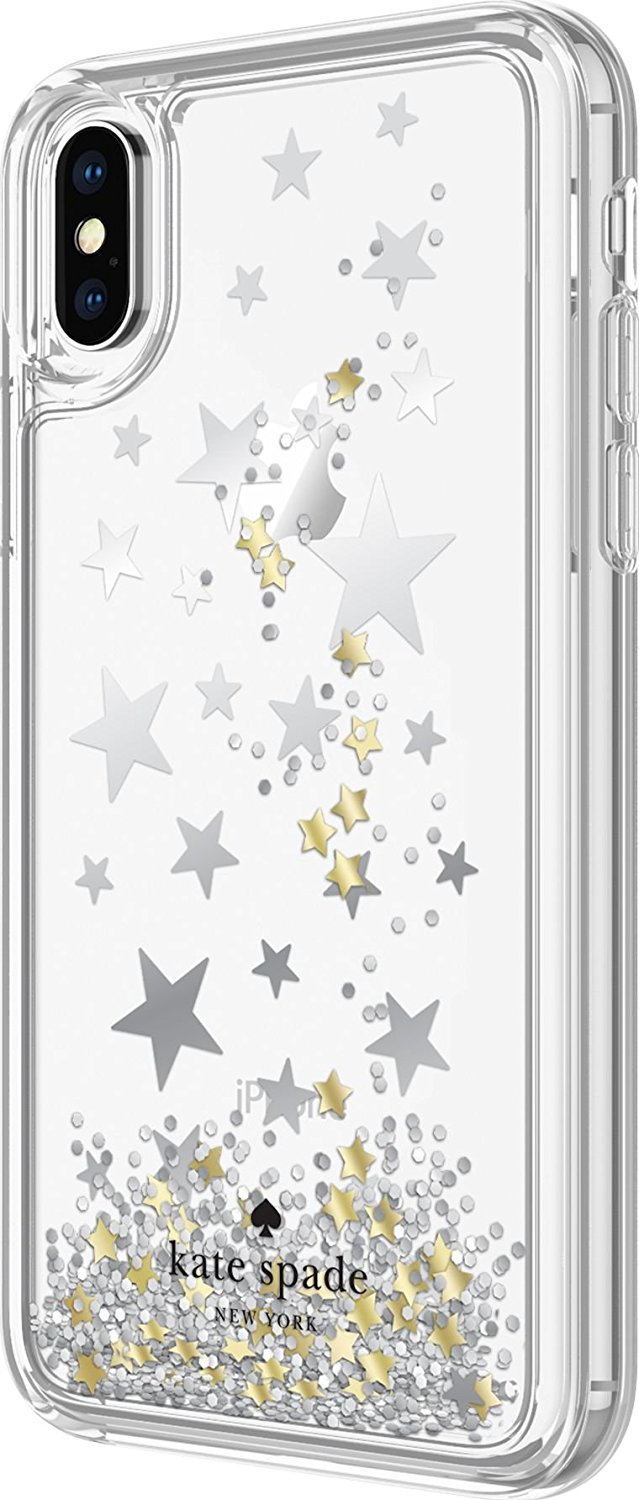 KaKate Spade NY Glitter Stars Case Silver/Gold Foil Confetti for iPhone X
