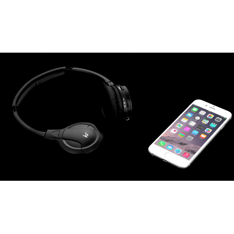 KitSound Arcade Black With Mic Bluetooth On-Ear Headphones