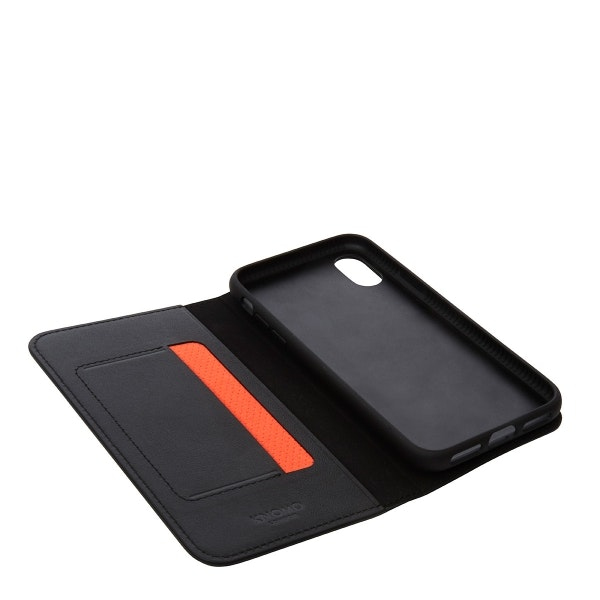 Knomo Leather Folio Case Black for iPhone X
