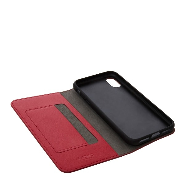 Knomo Leather Folio Case Chilli for iPhone X
