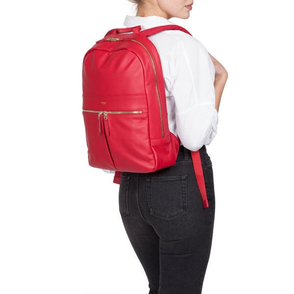 Knomo Mayfair Luxe Beaux Leather Backpack Chilli for Laptop 14 Inch