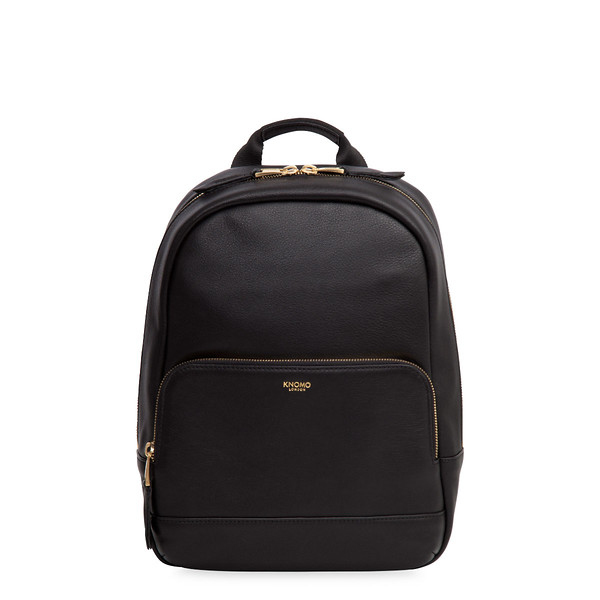 Knomo Mayfair Luxe Mini Mount Small Leather Backpack Black For Tablet 10 Inch