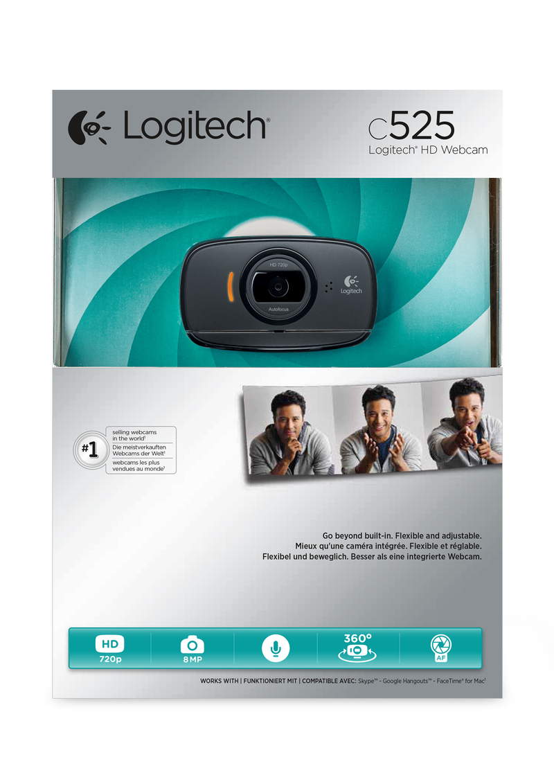 Logitech C525 HD USB Webcam Black