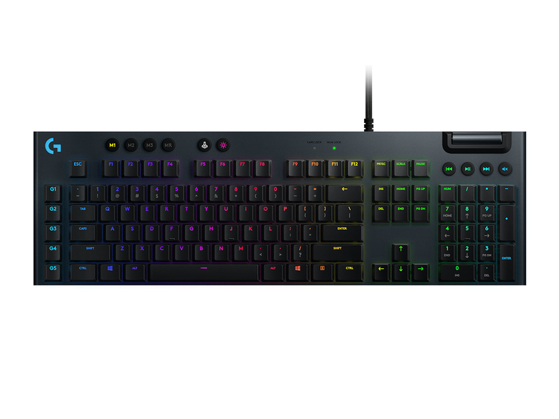 Logitech G 920-008992 G815 LIGHTSYNC RGB Mechanical Gaming Keyboard with Low Profile GL Tactile Key Switch/5 Programmable G-key/USB Passthrough/Dedicated Media Control (US English)